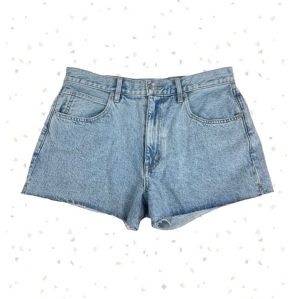 SLVRLAKE Farrah Shorts High Rise Jean Jorts Time Worn Wash Light Blue Cutoff 30